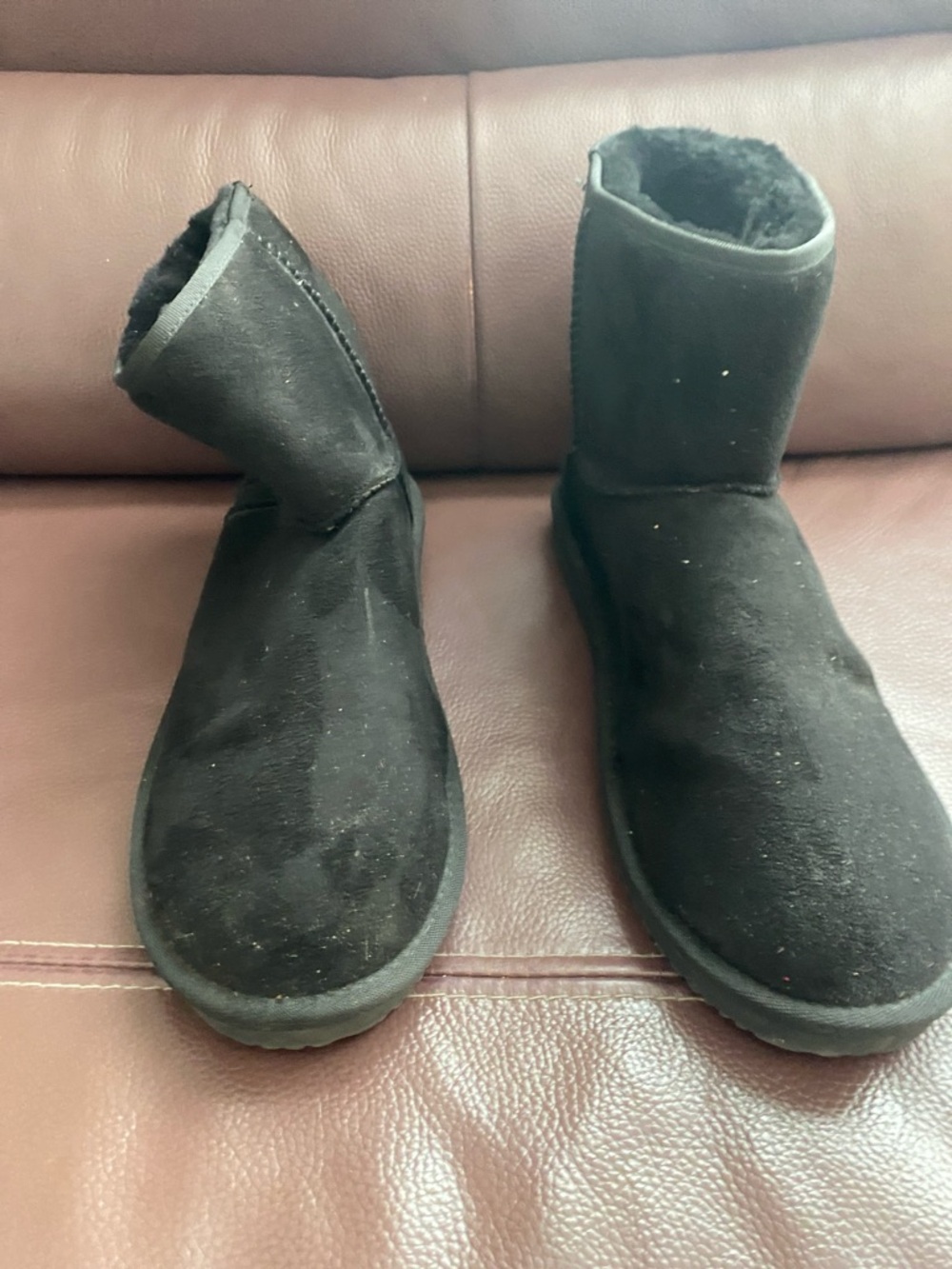 Classic Black Suede Shearling Boots